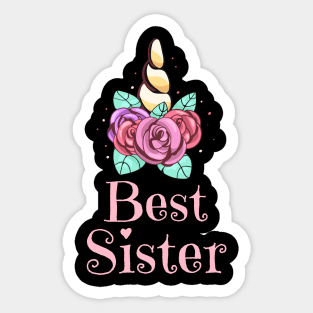 Best Sister Siblings Unicorn Family Floral Sticker